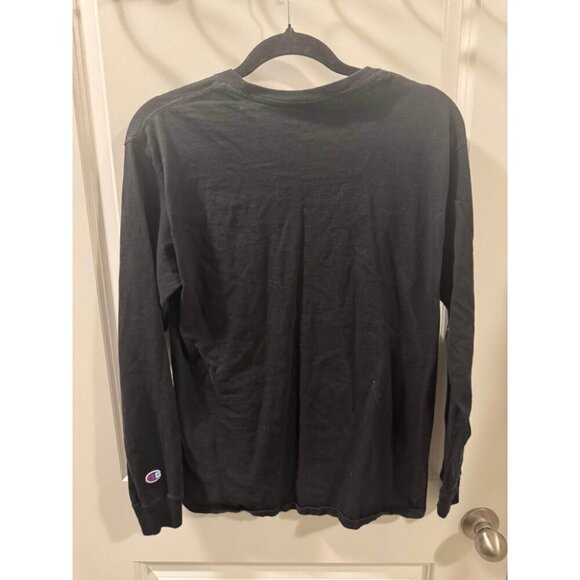 Champion T-Shirt Men's M Black Long Sleeve Logo Embroidered Crew Neck Pullover - Picture 8 of 8